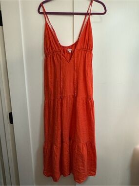 elmer linen dress Reformation Linen Elmer Dress Porcelain Blue White Floral Halter Slit Size 8